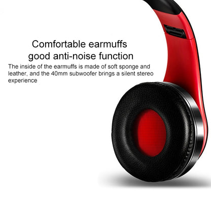 LPT660 Wireless Folding Sports Stereo Music Bluetooth Phones Earphones Support TF Card (Red) - Headset & Headphone by buy2fix | Online Shopping UK | buy2fix