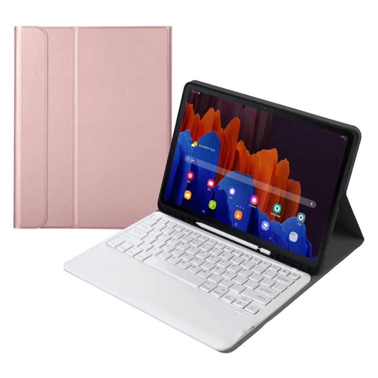 A970B Detachable Bluetooth Keyboard Ultrathin Horizontal Flip Leather Tablet Case with Pen Slot for Samsung Galaxy Tab S7 FE T730 / T736 / S7+ T970 / T975 / T976(Rose Gold) - Samsung Keyboard by buy2fix | Online Shopping UK | buy2fix