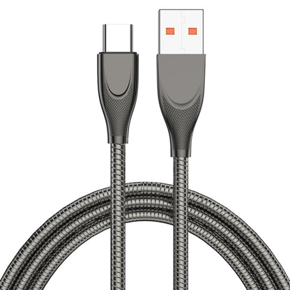 ADC-009 USB to USB-C / Type-C Zinc Alloy Hose Fast Charging Data Cable, Cable Length: 1m (Gun Metal) - USB-C & Type-C Cable by buy2fix | Online Shopping UK | buy2fix