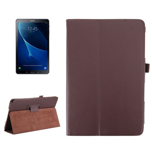 For Galaxy Tab A 10.1 (2016) / P585 Litchi Texture Horizontal Flip Leather Case with Holder(Brown) - Tab A 10.1 by buy2fix | Online Shopping UK | buy2fix