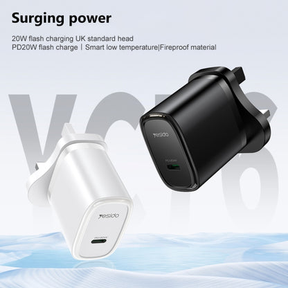 Yesido YC76C PD 20W USB-C / Type-C Port Quick Charger with Type-C to Type-C Cable, UK Plug (White) - USB Charger by Yesido | Online Shopping UK | buy2fix