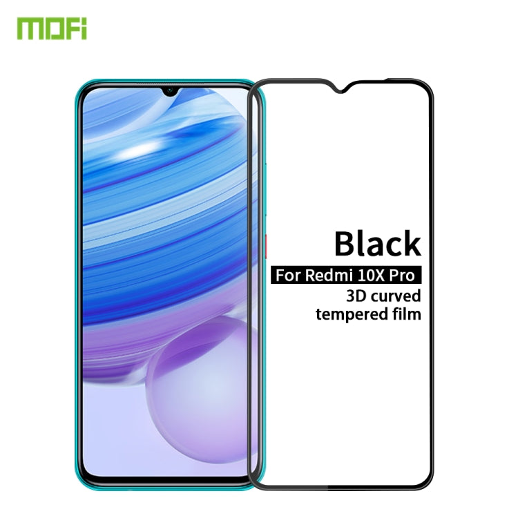 For Xiaomi Redmi 10X Pro MOFI 9H 3D Explosion-proof Curved Screen Tempered Glass Film(Black) -  by MOFI | Online Shopping UK | buy2fix