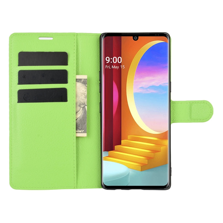 For LG Velvet Litchi Texture Horizontal Flip Protective Case with Holder & Card Slots & Wallet(Green) - LG by buy2fix | Online Shopping UK | buy2fix