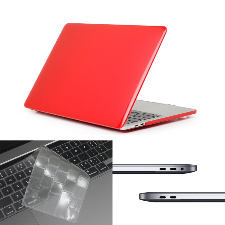 ENKAY Hat-Prince 3 in 1 For MacBook Pro 13 inch A2289 / A2251 (2020) Crystal Hard Shell Protective Case + US Version Ultra-thin TPU Keyboard Protector Cover + Anti-dust Plugs Set(Red) - MacBook Pro Cases by ENKAY | Online Shopping UK | buy2fix