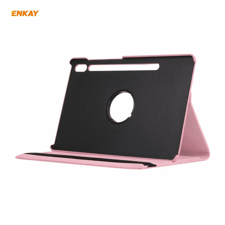 ENKAY for Samsung Galaxy Tab S8 / Galaxy Tab S7 11.0 T870 / T875 ENK-8012 360 Degree Rotation Litchi Texture Horizontal Flip PU Leather Smart Case with Holder & Sleep / Wake-up(Pink) - Galaxy Tab S8 Cases by ENKAY | Online Shopping UK | buy2fix