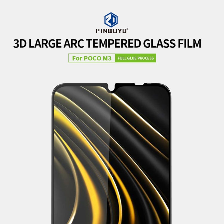 For Xiaomi Poco M3 PINWUYO 9H 3D Curved Full Screen Explosion-proof Tempered Glass Film(Black) -  by PINWUYO | Online Shopping UK | buy2fix