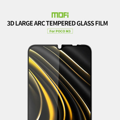 For Xiaomi Poco M3 MOFI 9H 3D Explosion-proof Curved Screen Tempered Glass Film(Black) -  by MOFI | Online Shopping UK | buy2fix