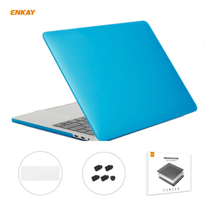 ENKAY 3 in 1 Matte Laptop Protective Case + US Version TPU Keyboard Film + Anti-dust Plugs Set for MacBook Pro 13.3 inch A1706 / A1989 / A2159 (with Touch Bar)(Light Blue) - MacBook Pro Cases by ENKAY | Online Shopping UK | buy2fix