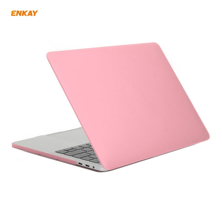 ENKAY 3 in 1 Matte Laptop Protective Case + US Version TPU Keyboard Film + Anti-dust Plugs Set for MacBook Pro 13.3 inch A1706 / A1989 / A2159 (with Touch Bar)(Pink) - MacBook Pro Cases by ENKAY | Online Shopping UK | buy2fix