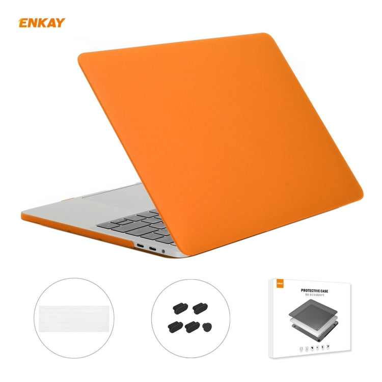 ENKAY 3 in 1 Matte Laptop Protective Case + EU Version TPU Keyboard Film + Anti-dust Plugs Set for MacBook Pro 13.3 inch A1706 / A1989 / A2159 (with Touch Bar)(Orange) - MacBook Pro Cases by ENKAY | Online Shopping UK | buy2fix