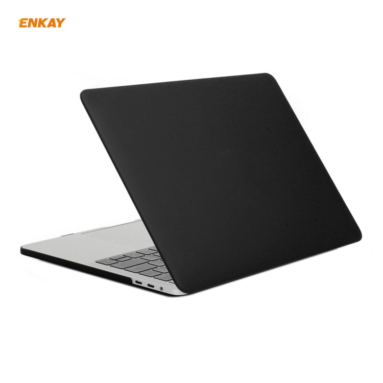 ENKAY 3 in 1 Matte Laptop Protective Case + EU Version TPU Keyboard Film + Anti-dust Plugs Set for MacBook Pro 15.4 inch A1707 & A1990 (with Touch Bar)(Black) - MacBook Pro Cases by ENKAY | Online Shopping UK | buy2fix