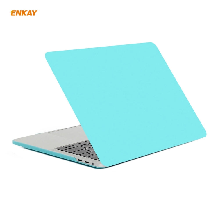 ENKAY 3 in 1 Matte Laptop Protective Case + EU Version TPU Keyboard Film + Anti-dust Plugs Set for MacBook Pro 15.4 inch A1707 & A1990 (with Touch Bar)(Cyan) - MacBook Pro Cases by ENKAY | Online Shopping UK | buy2fix