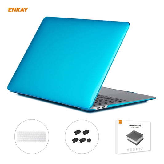 ENKAY 3 in 1 Crystal Laptop Protective Case + US Version TPU Keyboard Film + Anti-dust Plugs Set for MacBook Air 13.3 inch A1932 (2018)(Light Blue) - MacBook Air Cases by WIWU | Online Shopping UK | buy2fix