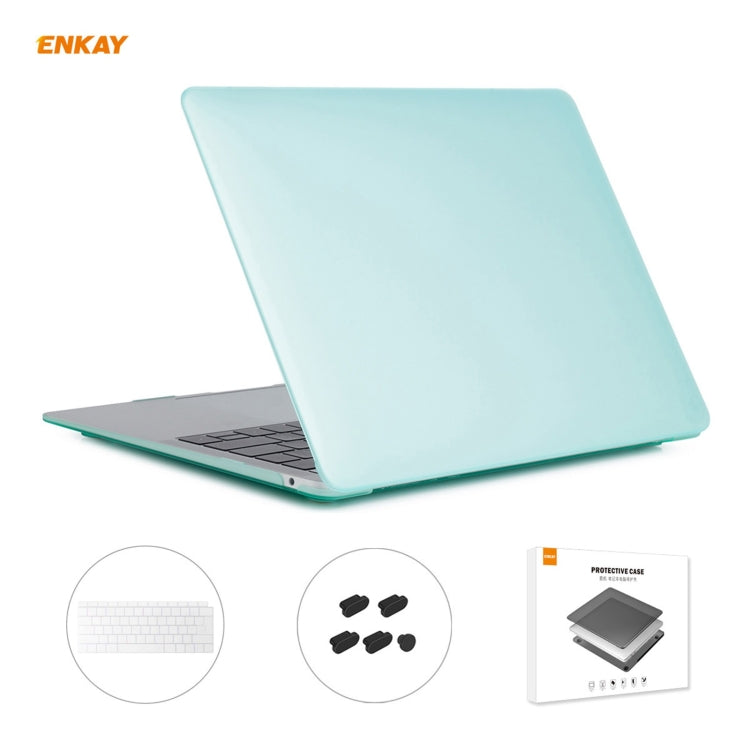 ENKAY 3 in 1 Matte Laptop Protective Case + EU Version TPU Keyboard Film + Anti-dust Plugs Set for MacBook Air 13.3 inch A1932 (2018)(Green) - MacBook Air Cases by ENKAY | Online Shopping UK | buy2fix