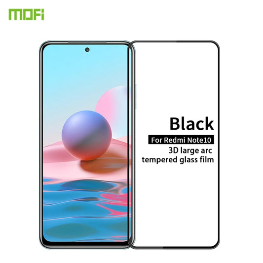 For Xiaomi Redmi Note10 MOFI 9H 3D Explosion-proof Curved Screen Tempered Glass Film(Black) -  by MOFI | Online Shopping UK | buy2fix