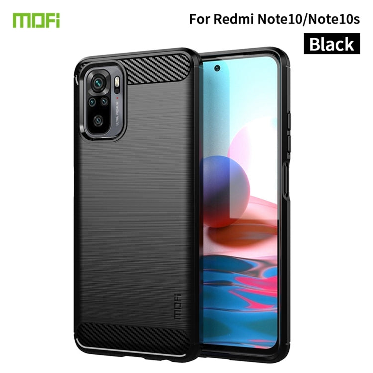For Xiaomi Redmi Note 10 / Note 10S MOFI Gentleness Series Brushed Texture Carbon Fiber Soft TPU Case(Black) - Xiaomi Cases by MOFI | Online Shopping UK | buy2fix