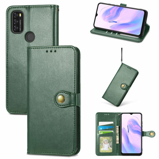 For Blackview A70 Solid Color Leather Buckle Phone Case with Lanyard & Photo Frame & Card Slot & Wallet & Stand Function(Green) - More Brand by buy2fix | Online Shopping UK | buy2fix