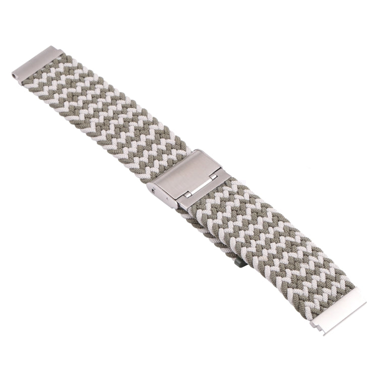 For Samsung Galaxy Watch 4 / Watch 5 20mm Nylon Braided Metal Buckle Watch Band(W White Green) - Watch Bands by buy2fix | Online Shopping UK | buy2fix