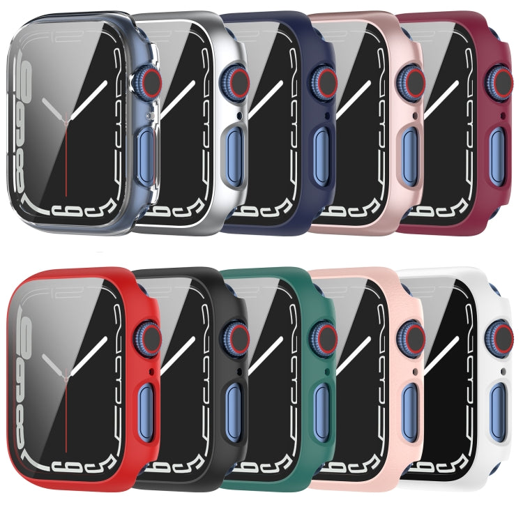 Shockproof PC Protective Case with Tempered Glass Film For Apple Watch Series 9 / 8 / 7 41mm(pink) - Watch Cases by buy2fix | Online Shopping UK | buy2fix