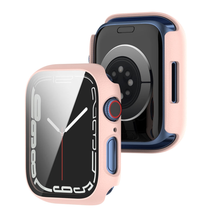 Shockproof PC Protective Case with Tempered Glass Film For Apple Watch Series 9 / 8 / 7 41mm(rose gold) - Watch Cases by buy2fix | Online Shopping UK | buy2fix