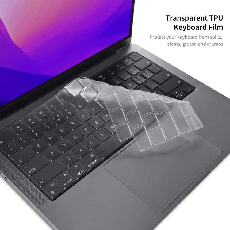 ENKAY Hat-Prince 3 in 1 Crystal Laptop Protective Case + TPU Keyboard Film + Anti-dust Plugs Set for MacBook Pro 16.2 inch A2485 2021/A2880 2023, Version:EU Version(Dark Blue) - MacBook Pro Cases by ENKAY | Online Shopping UK | buy2fix