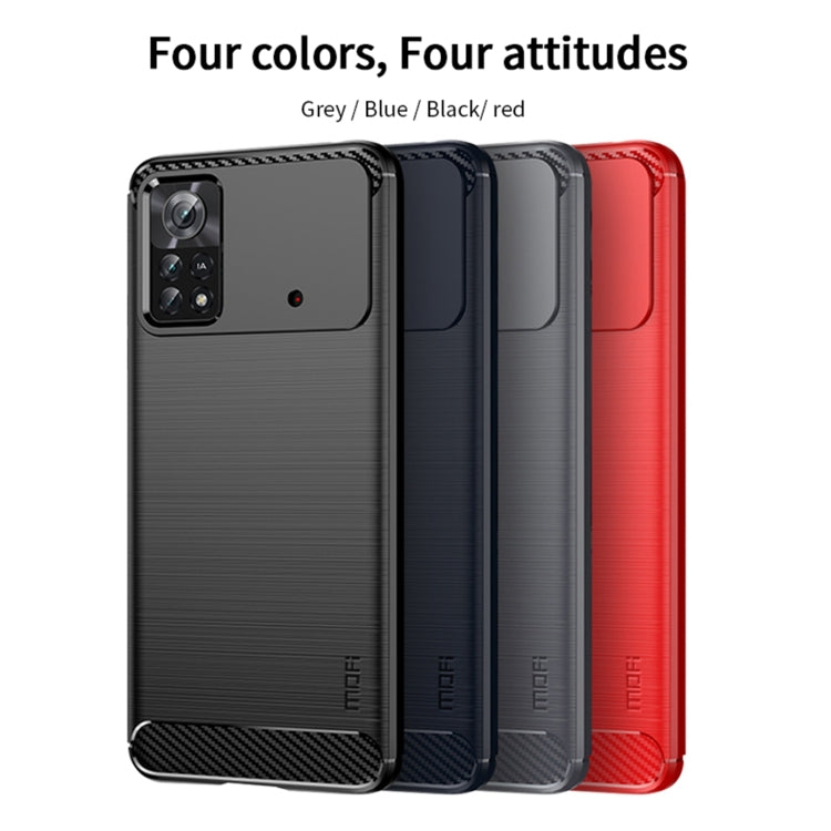 For Xiaomi Poco X4 Pro 5G MOFI Gentleness Brushed Carbon Fiber Soft TPU Case(Red) - Xiaomi Cases by MOFI | Online Shopping UK | buy2fix