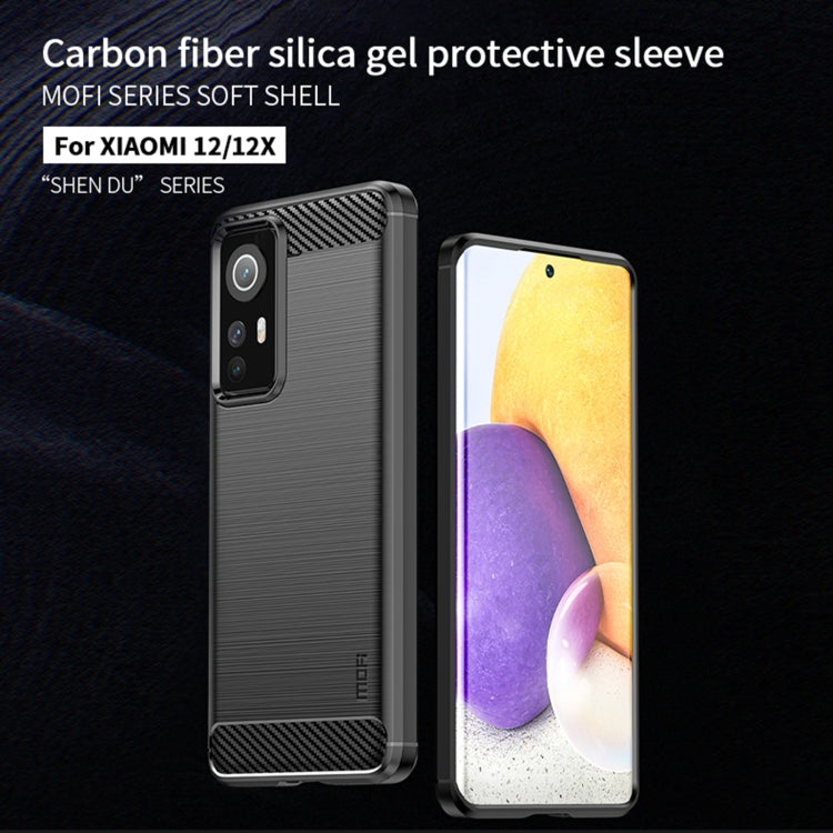 For Xiaomi 12 / 12X MOFI Gentleness Brushed Carbon Fiber Soft TPU Case(Black) - Xiaomi Cases by MOFI | Online Shopping UK | buy2fix