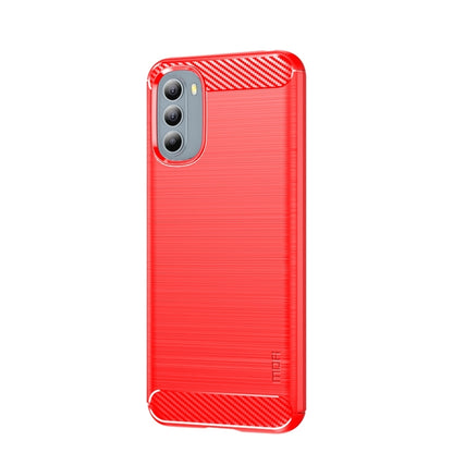 For Motorola Moto G31/G41 MOFI Gentleness Series Brushed Texture Carbon Fiber TPU Phone Case(Red) - Motorola Cases by MOFI | Online Shopping UK | buy2fix