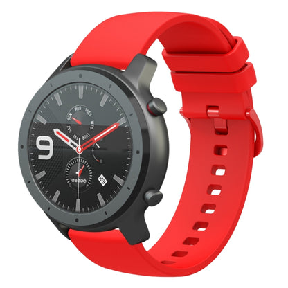 For Amazfit GTR 47mm 22mm Solid Color Soft Silicone Watch Band(Red) - Watch Bands by buy2fix | Online Shopping UK | buy2fix