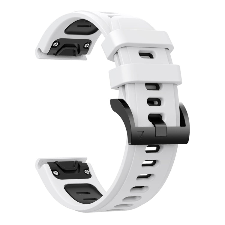 For Garmin Fenix 6 Sapphire GPS 22mm Two-Color Sports Silicone Watch Band(White+Black) - Watch Bands by buy2fix | Online Shopping UK | buy2fix