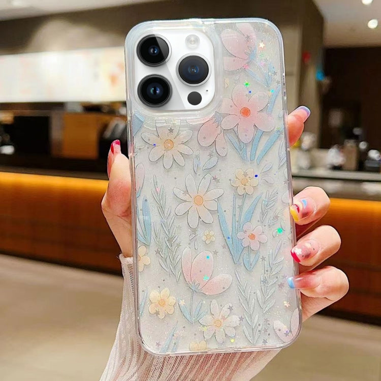 For iPhone 16 Pro Fresh Small Floral Epoxy TPU Phone Case(D03 Floral Pink) - iPhone 16 Pro Cases by buy2fix | Online Shopping UK | buy2fix