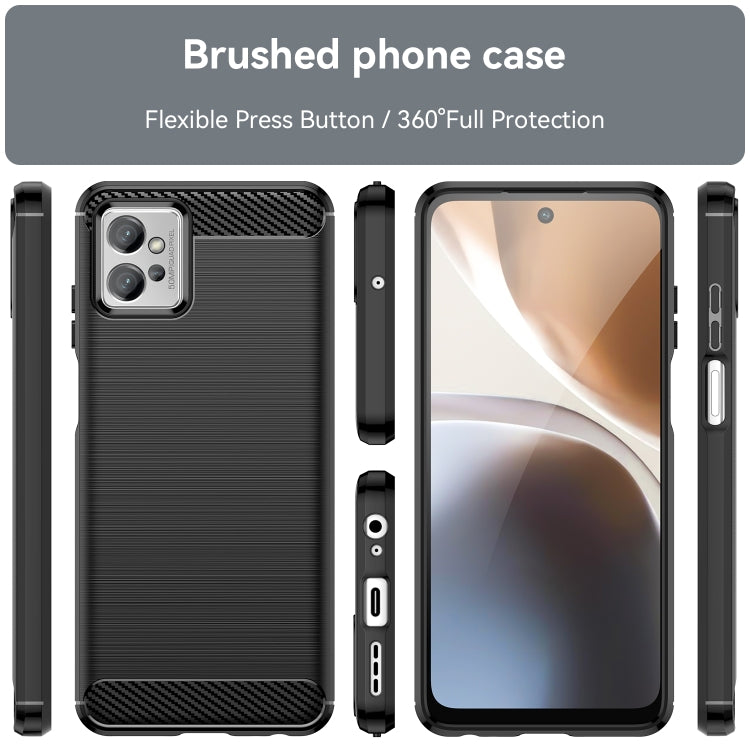 For Motorola Moto G32 Brushed Texture Carbon Fiber TPU Phone Case(Black) - Motorola Cases by buy2fix | Online Shopping UK | buy2fix