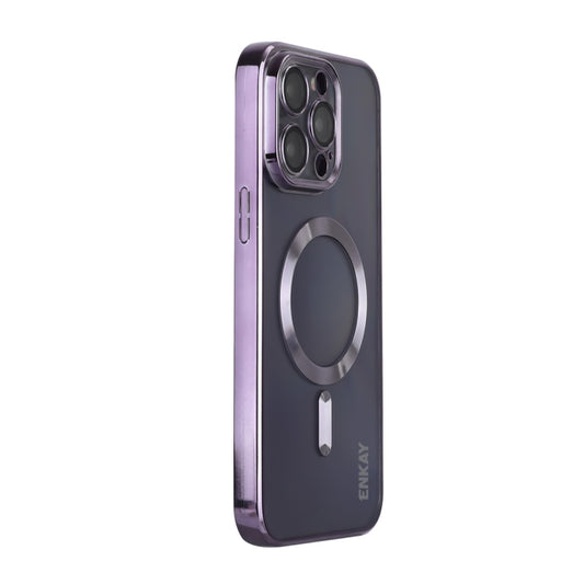 For iPhone 13 Pro Max ENKAY Electroplated MagSafe Shockproof TPU Phone Case with Lens Film(Purple) - iPhone 13 Pro Max Cases by ENKAY | Online Shopping UK | buy2fix