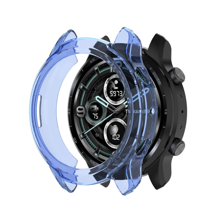 For Ticwatch Pro 3 GPS TPU Color Transparent Half Wrapped Protective Shell(Transparent Blue) - Watch Case by buy2fix | Online Shopping UK | buy2fix