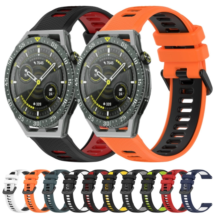 For Huawei GT2 46mm 22mm Sports Two-Color Silicone Watch Band(Black+Green) - Watch Bands by buy2fix | Online Shopping UK | buy2fix