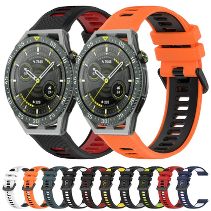 For Honor Watch GS 3 22mm Sports Two-Color Silicone Watch Band(Orange+Black) - Watch Bands by buy2fix | Online Shopping UK | buy2fix