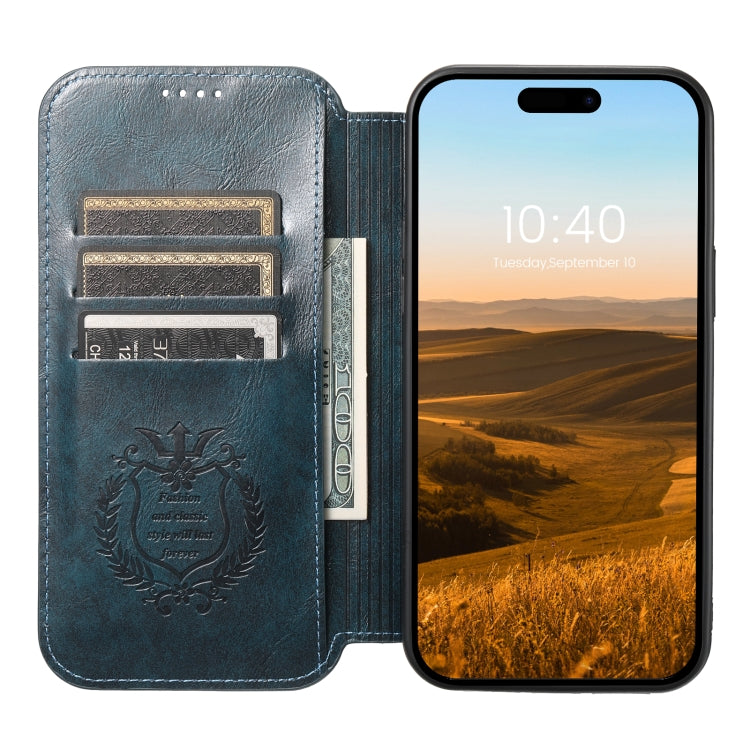 For iPhone 14 Suteni J05 Leather Magnetic Magsafe Phone Case(Blue) - iPhone 14 Cases by Suteni | Online Shopping UK | buy2fix