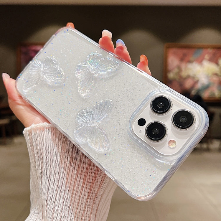 For iPhone 16 Pro Clear Crystal Butterflies TPU Phone Case(Transparent) - iPhone 16 Pro Cases by buy2fix | Online Shopping UK | buy2fix