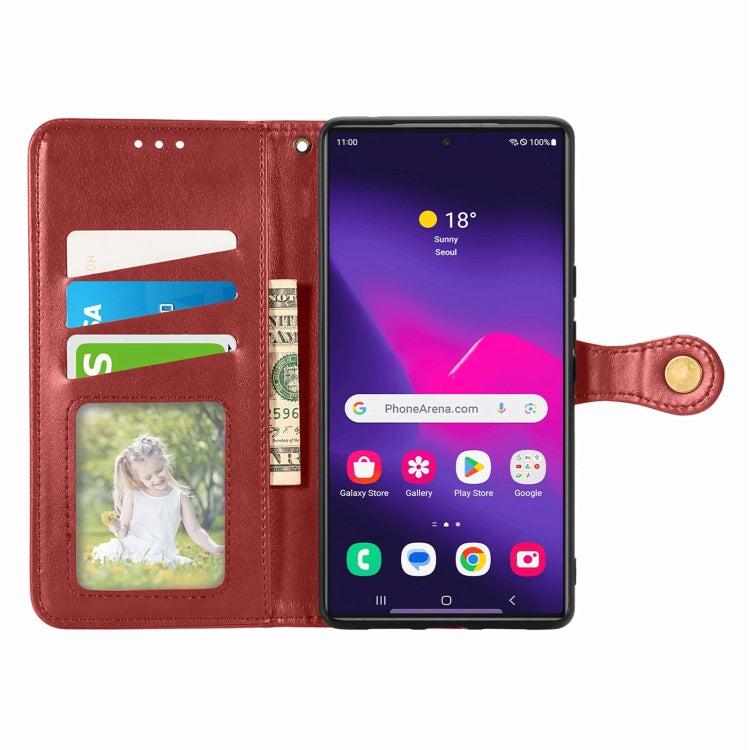 For Samsung Galaxy S25 Ultra 5G Retro Solid Color Buckle Leather Phone Case(Red) - Galaxy S25 Ultra 5G Cases by buy2fix | Online Shopping UK | buy2fix