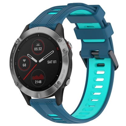 For Garmin Fenix 6 Solar Sports Two-Color Silicone Watch Band(Blue+Teal) - Watch Bands by buy2fix | Online Shopping UK | buy2fix