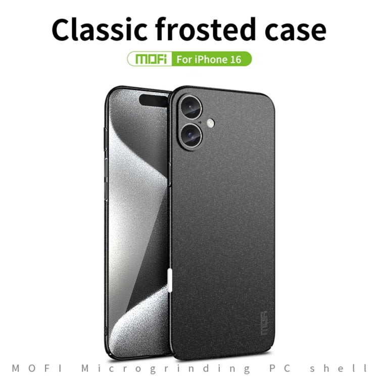 For iPhone 16 MOFI Fandun Series Frosted PC Ultra-thin All-inclusive Phone Case(Black) - iPhone 16 Cases by MOFI | Online Shopping UK | buy2fix