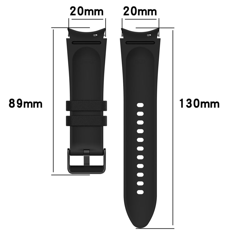 For Samsung Galaxy Watch 6 Silicone Leather Black Buckle Watch Band(Black) - Watch Bands by buy2fix | Online Shopping UK | buy2fix