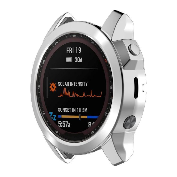 For Garmin Fenix 7 Pro Half Package Electroplated TPU Watch Protective Case(Sliver) - Watch Cases by buy2fix | Online Shopping UK | buy2fix