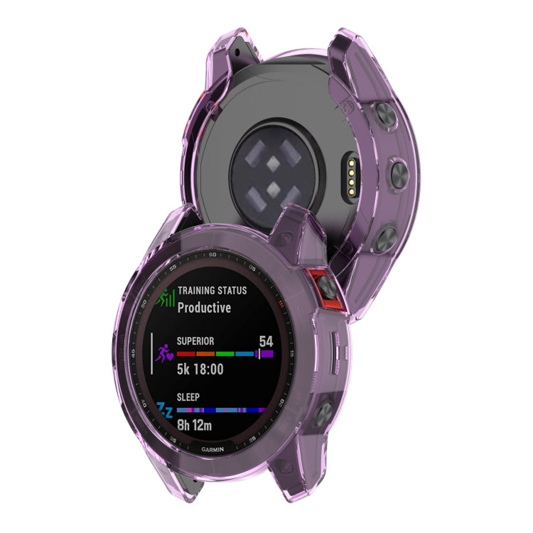 For Garmin Epix Pro 47mm Half-Package TPU Watch Protective Case(Transparent Purple) - Watch Cases by buy2fix | Online Shopping UK | buy2fix