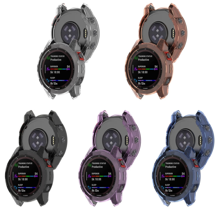 For Garmin Fenix 7X Pro Half-Package TPU Watch Protective Case(Transparent Black) - Watch Cases by buy2fix | Online Shopping UK | buy2fix