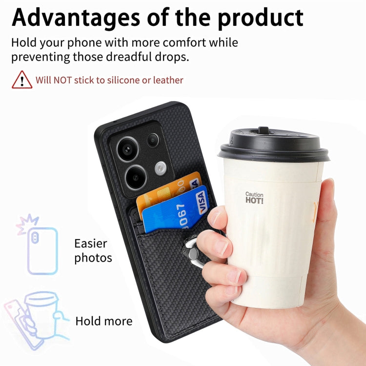 For Xiaomi Redmi Note 13 Pro+ Carbon Fiber Card Wallet Ring Holder Phone Case(Black) - Note 13 Pro+ Cases by buy2fix | Online Shopping UK | buy2fix