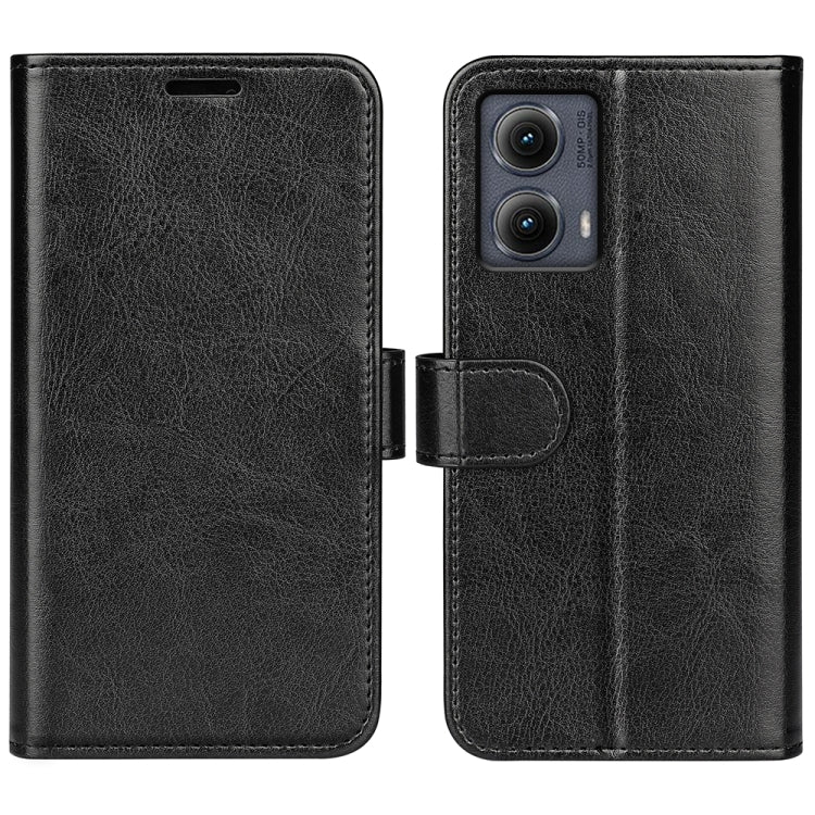 For Motorola Edge 5G 2024 R64 Texture Horizontal Flip Leather Phone Case(Black) - Motorola Cases by buy2fix | Online Shopping UK | buy2fix