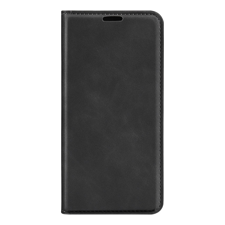 For Motorola Moto G Play 2024 Retro-skin Magnetic Suction Leather Phone Case(Black) - Motorola Cases by buy2fix | Online Shopping UK | buy2fix