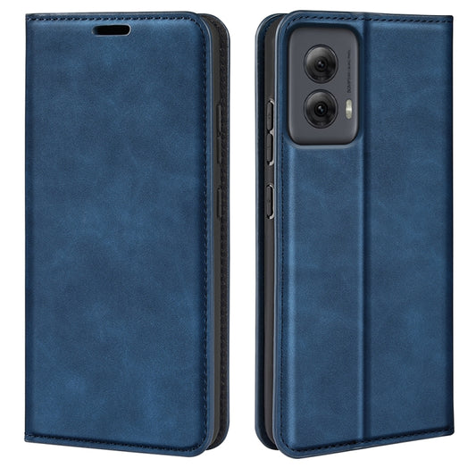 For Motorola Moto G Power 5G 2024 Retro-skin Magnetic Suction Leather Phone Case(Dark Blue) - Motorola Cases by buy2fix | Online Shopping UK | buy2fix