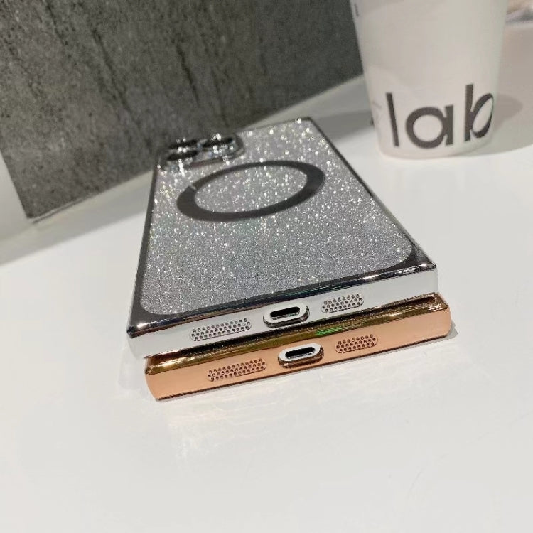 For iPhone 14 Square Gradient Magsafe Electroplating TPU Phone Case(Gold) - iPhone 14 Cases by buy2fix | Online Shopping UK | buy2fix